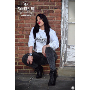 Woman wearing AG Signature Classic Hoodie 