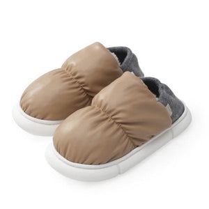Khaki colored plush slippers. High-Quality Plush UTUNE Slippers — Indoor